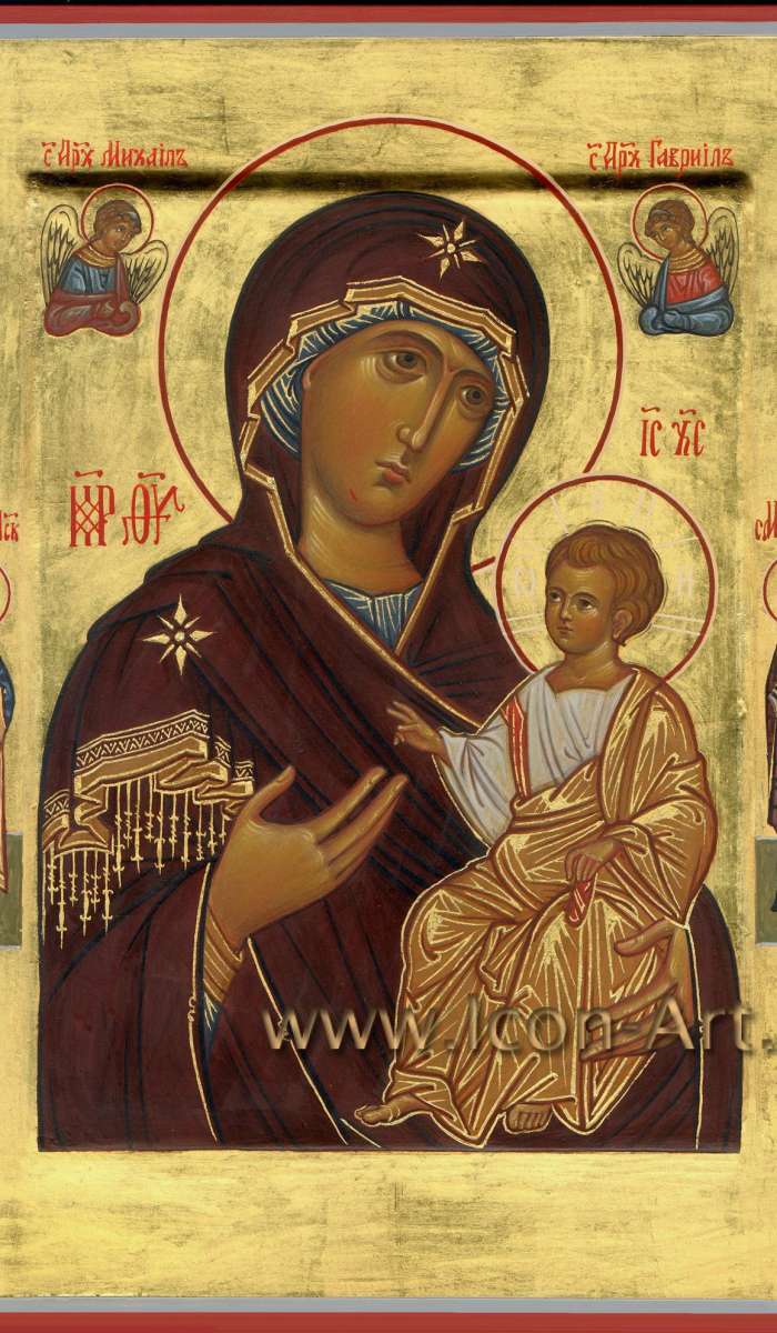 Фото: Иверская икона Пресвятой Богородицы. На полях: святой Алексий митрополит Московский и святой Мелетий Харьковский архиепископ