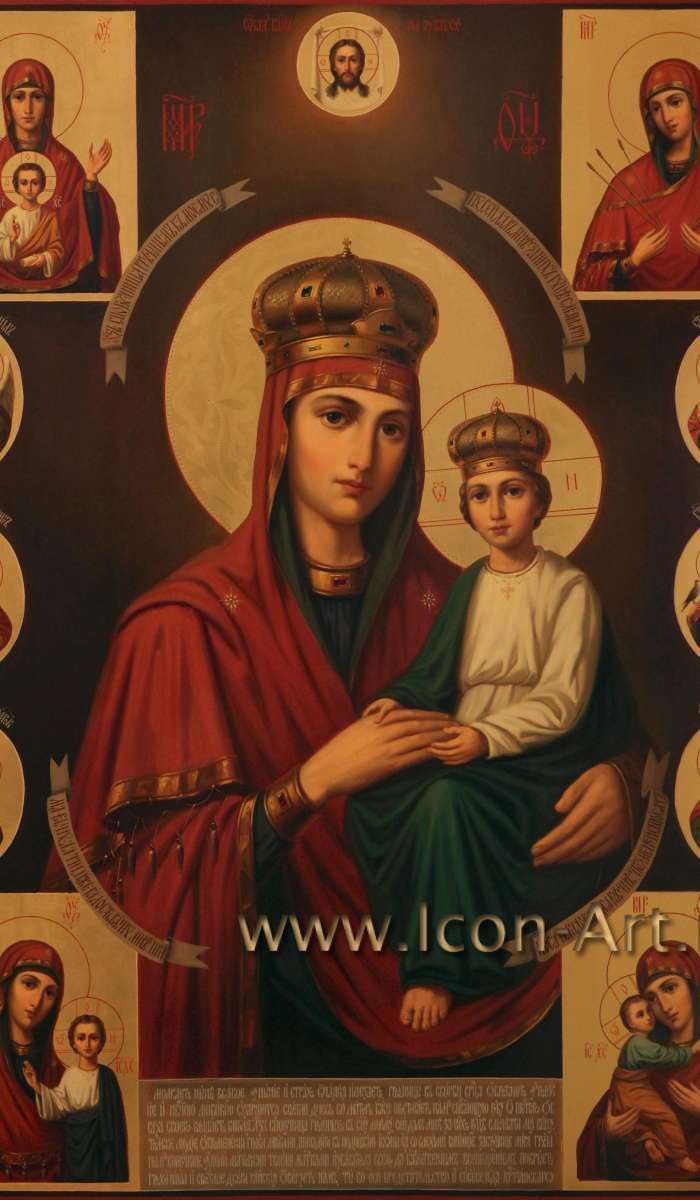 Фото: Образ Пресвятой Богородицы «Спорушница грешных», избранные иконы Пресвятой Богородицы: «Знаминье»,«Семистрельная»,«Казанская»,«Владимирская» и святые: Архангел Михаил, Николай Чудотворец, Князь Владимир, мученик Трифон, Серафим Саровский и 