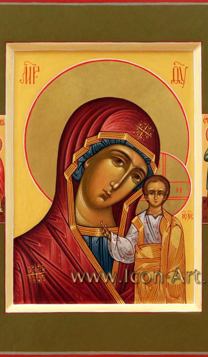 Фото: Икона Пресвятой Богородицы «Казанская» с избранными святыми: мц. Любовь Римская и прп. Ксения Петербуржская 