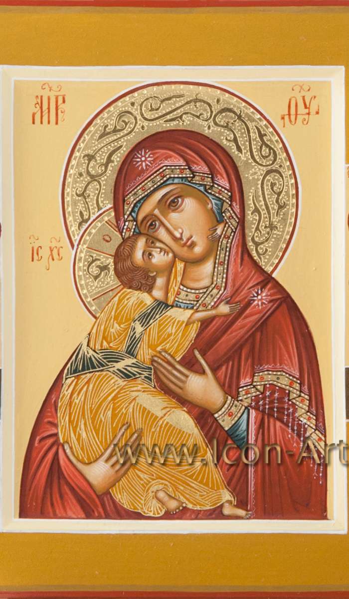 Фото: Пресвятая Богородица «Владимирская» с полеосными святыми: мц. Дария Римская, блаж. Матрона Московская