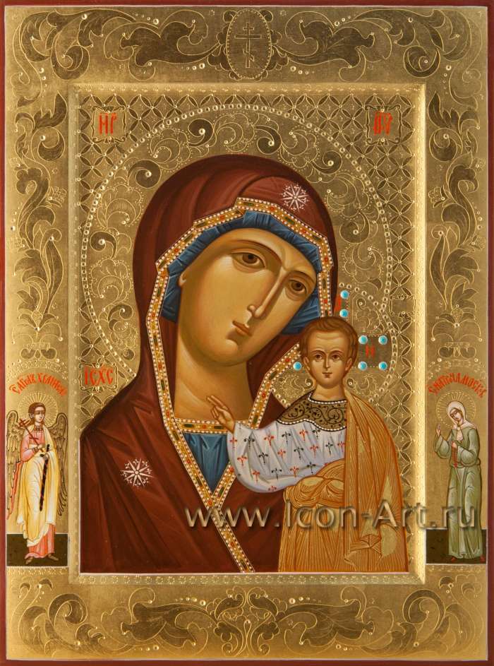 Фото: Пресвятая Богородица «Казанская» с предстоящими святыми: Ангел Хранитель, св. блаж. Матрона Московская