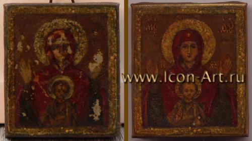 Икона Пресвятой Богородицы «Знамение». До и после реставрации