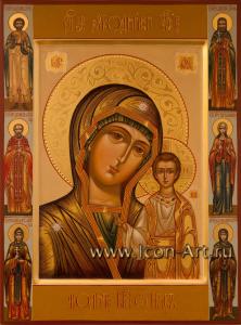 Икона Пресвятой Богородицы «Казанская» со святыми на полях