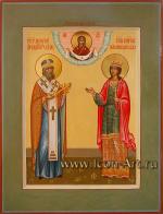 Семейная икона. Святой архиепископ Дионисий Суздальский и святая великомученица Ирина Македонская