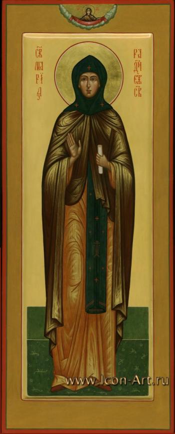Святая прп. Мария Радонежская. Сверху Покров Пресвятой Богородицы.