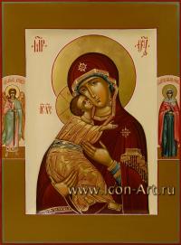 Владимирская икона Божией Матери с полеосными святыми: Ангелом Хранителем и мц. Наталией Никомидийской 