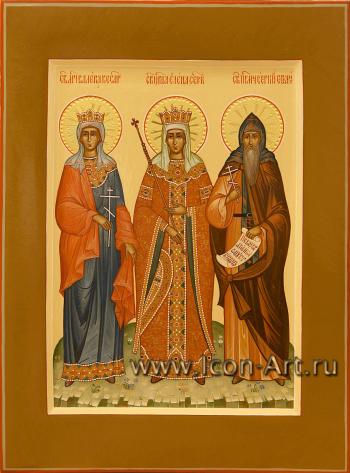 Семейная икона, святые: мц. Валерия Кессарийская, царица Елена Сербская, прпмч. Сергий Савваит 