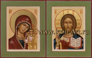 Венчальная пара: икона Господа Вседержителя и икона Пресвятой Богородицы «Казанская»