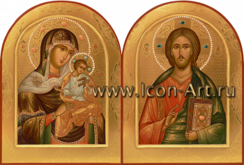 Венчальная пара с иконой Божией Матери «Голубицкая»