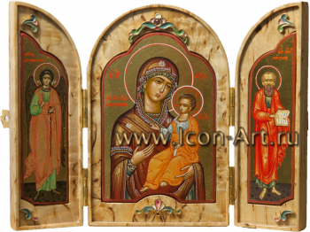 Складень: Пресвятая Богородица «Иверская» с Ангелом Хранителем и апостолом Петром