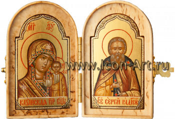 Складень: Пресвятая Богородица «Казанская» и святой прп. Сергий Радонежский