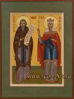 Семейная икона: святой преподобный Григорий Вологодский и царица Людмила Чешская