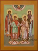 Семейная икона, святые: Александр Невский, Арх. Михаил, Ангел Хранитель, Анна Пророчица 