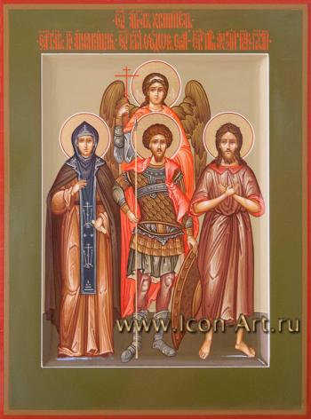 Семейная икона: святые: Ангел Хранитель, прп.Анна Кашинская, вмч. Феодор Стратилат, прп. Алексий, человек Божий.   