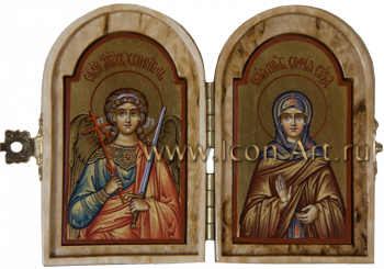 Складень: святой Ангел Хранитель и прп. София Суздальская