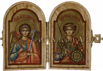 Складень: святой Ангел Хранитель и вмч. Георгий