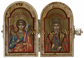 Складень: святой Ангел Хранитель и св. Вячеслав Чешский