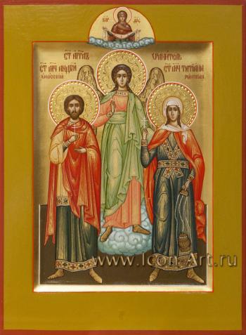 Семейная икона: мч. Андрей Хиосский, мц.Татиана, Ангел Хранитель