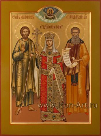 Семейная икона:ап. Андрей, равноап. царица Елена, прп. Арсений