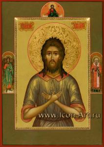 Святой Алексий человек Божий. На полях иконы:  святой Ангел Хранитель и святой Иона Архиепископ Новгородский