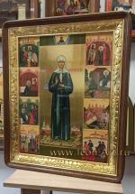 Икона святой блаженной Матроны Московской с житием в киоте