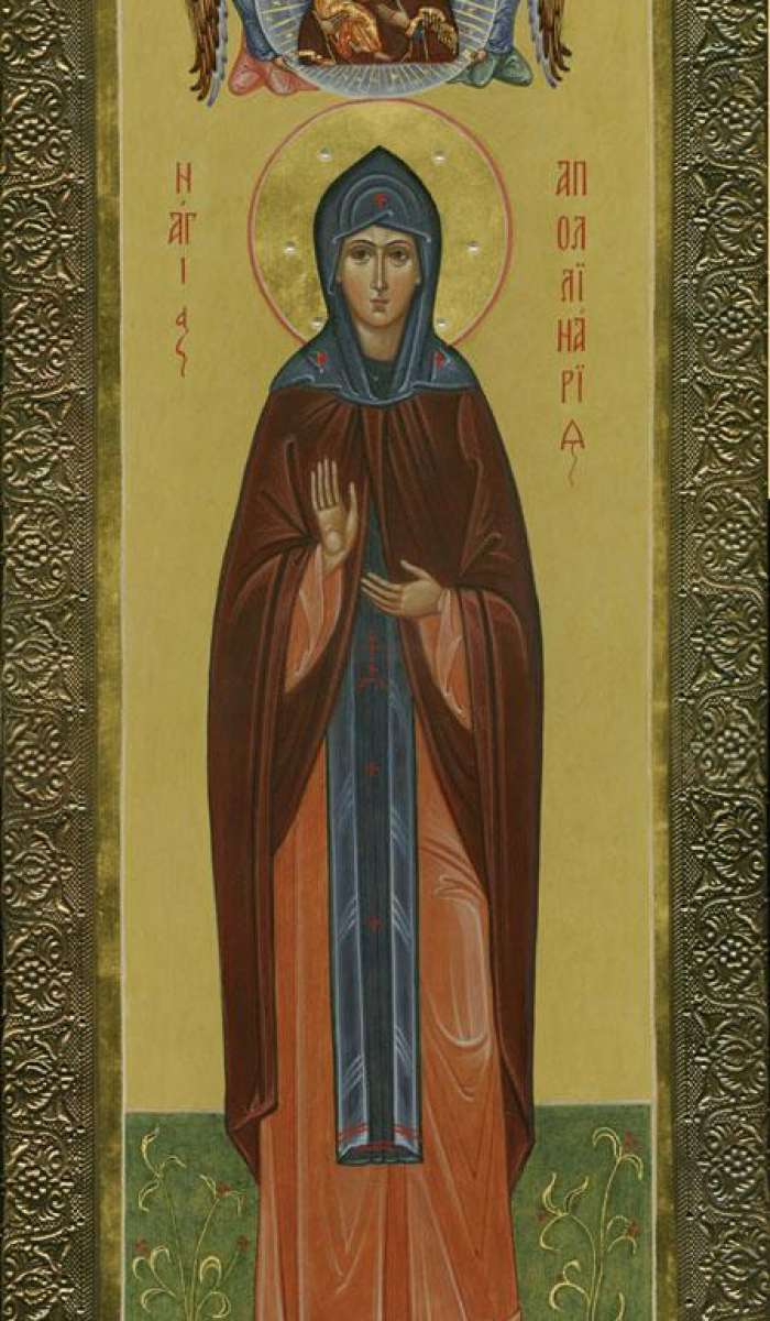 Фото: Мерная икона. Святая Аполлинария преподобная и Владимирская икона Пресвятой Богородицы.