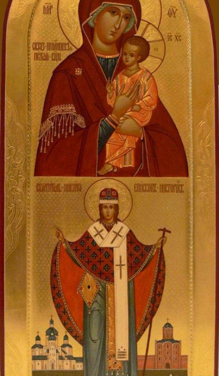 Фото: Святой свт. Никита епископ Новгородский и образ Пресвятой Богородицы «Пименовская»