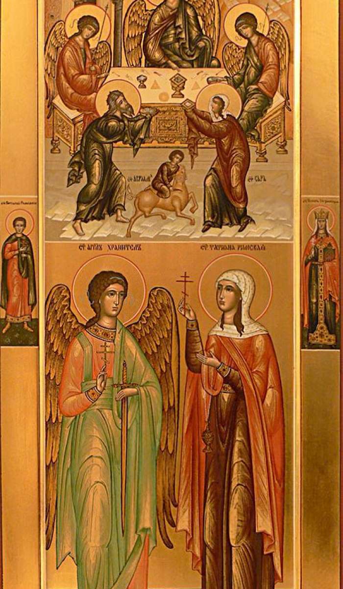 Фото: Святая мц. Татиана Римская, святой Ангел Хранитель. Гостеприимство Авраама. На полях иконы святой Виталий Римлянин и святая Тамара Грузинская.