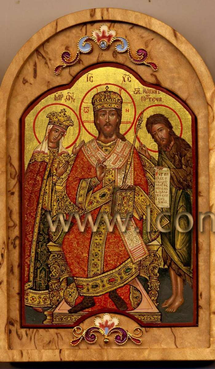 Фото: Складень. Иисус Христос Великий Архиерей, Пресвятая Богородица, Иоанн Предтеча, Николай Чудотворец и Матрона Московская