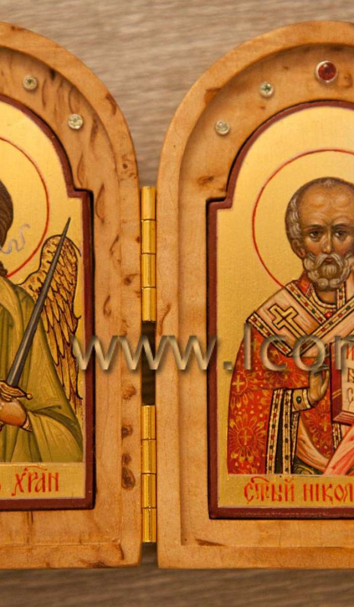 Фото: Складень. Святой Ангел Хранитель и святой Николай Чудотворец
