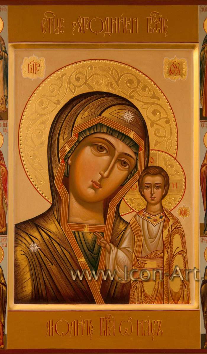 Фото: Икона Пресвятой Богородицы «Казанская» со святыми на полях