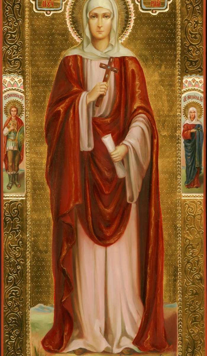 Фото: Святая София Римская. На полях: святой Валентин, святая Марина.