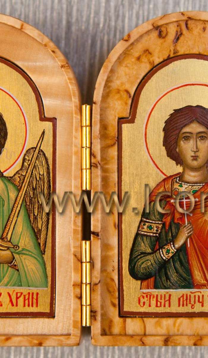 Фото: Складень. Святой Ангел Хранитель и святой мученик Трифон