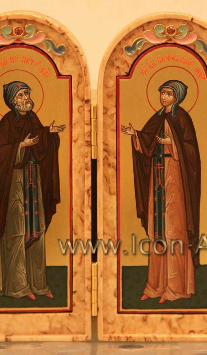 Фото: Складень: Святые преподобные Петр иФеврония Муромские Чудотворцы