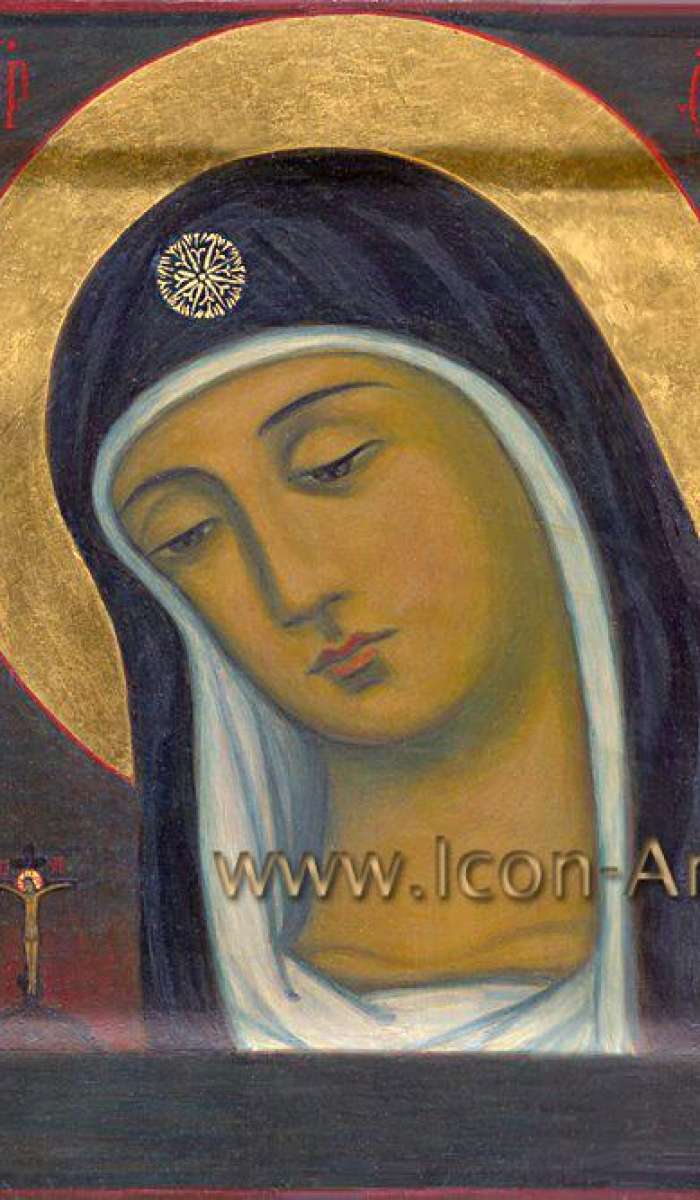 Фото: Список с чудотворной иконы Пресвятой Богородицы, находящейся в Храме у Гроба Господня (которая плачет и глаза открывает)