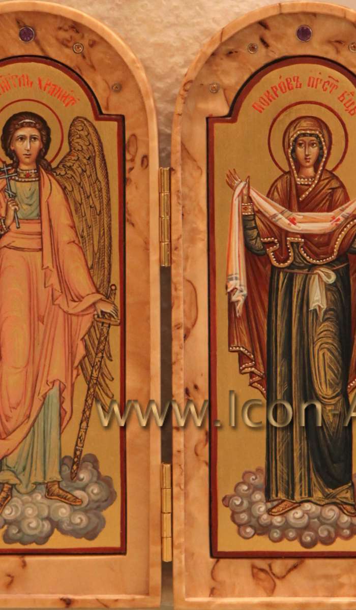 Фото: Складень: Пресвятая Богородица и Ангел Хранитель 