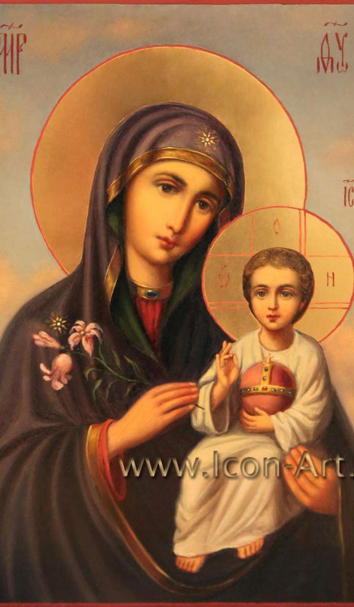 Фото: Икона Господа Вседержителя и Икона Пресвятой Богородицы «Неувядаемый цвет» (венчальные иконы) 