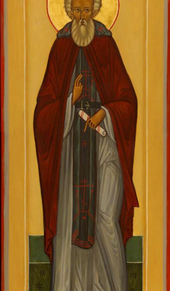 Фото: Мерная икона. Святой игумен Димитрий Прилуцкий, Вологодский