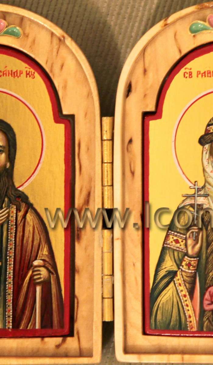 Фото: Складень: Св. Александр Куштский и Св. княгиня Ольга