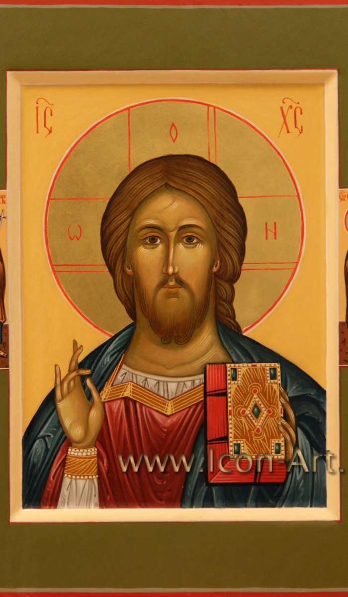 Фото: Господь Вседержитель с избранными святыми: ст. ап. Андрей , прп. Серафим Саровский