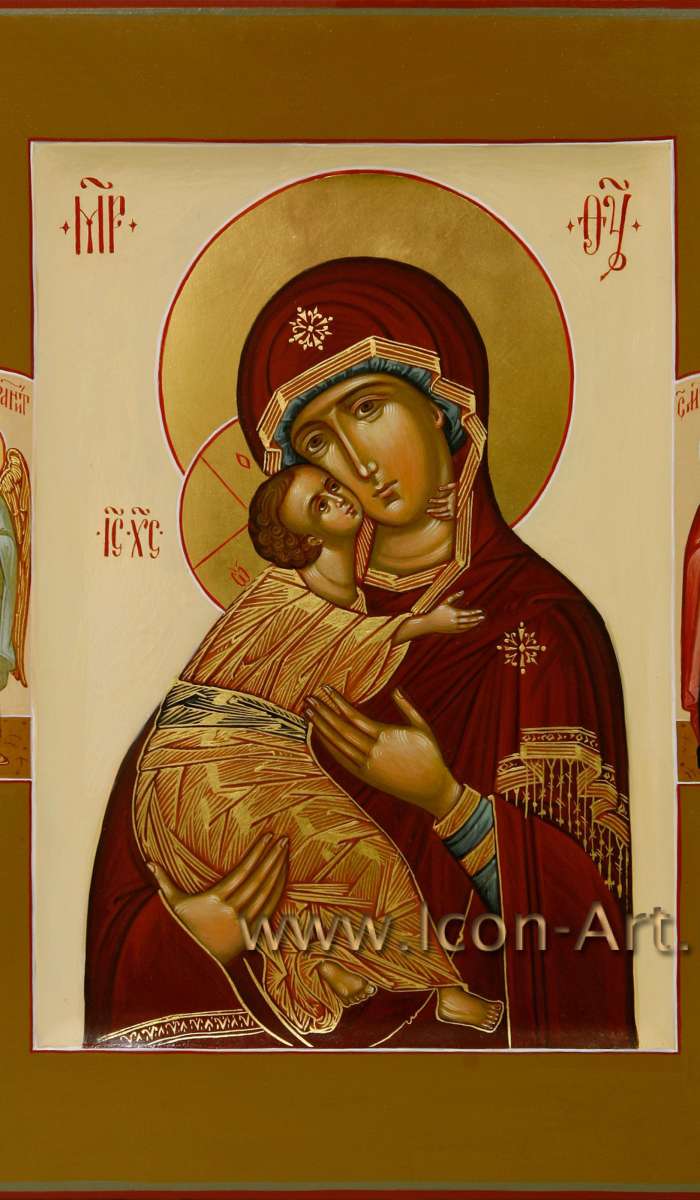 Фото: Владимирская икона Божией Матери с полеосными святыми: Ангелом Хранителем и мц. Наталией Никомидийской 