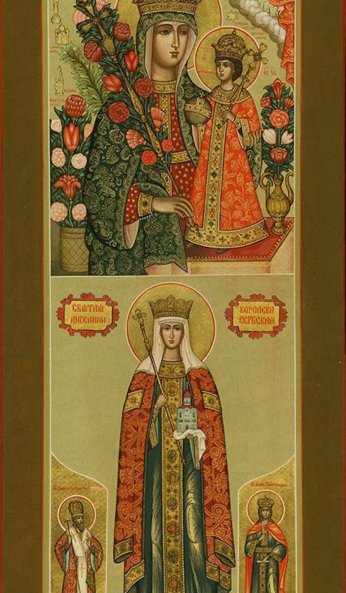 Фото: Святая Ангелина Королева Сербская. Икона Богородицы «Неувядаемый Цвет»