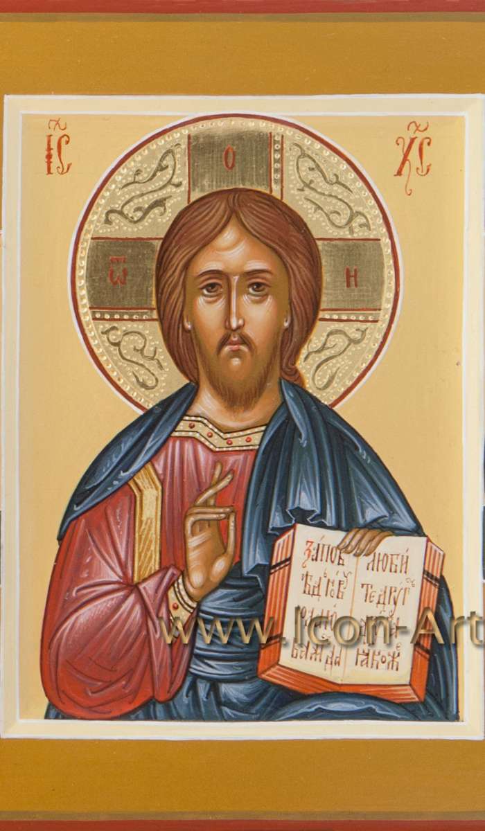 Фото: Иисус Христос Господь Вседержитель с полеосными святыми: свт. Николай Чудотворец, благ. кн. Андрей Боголюбский