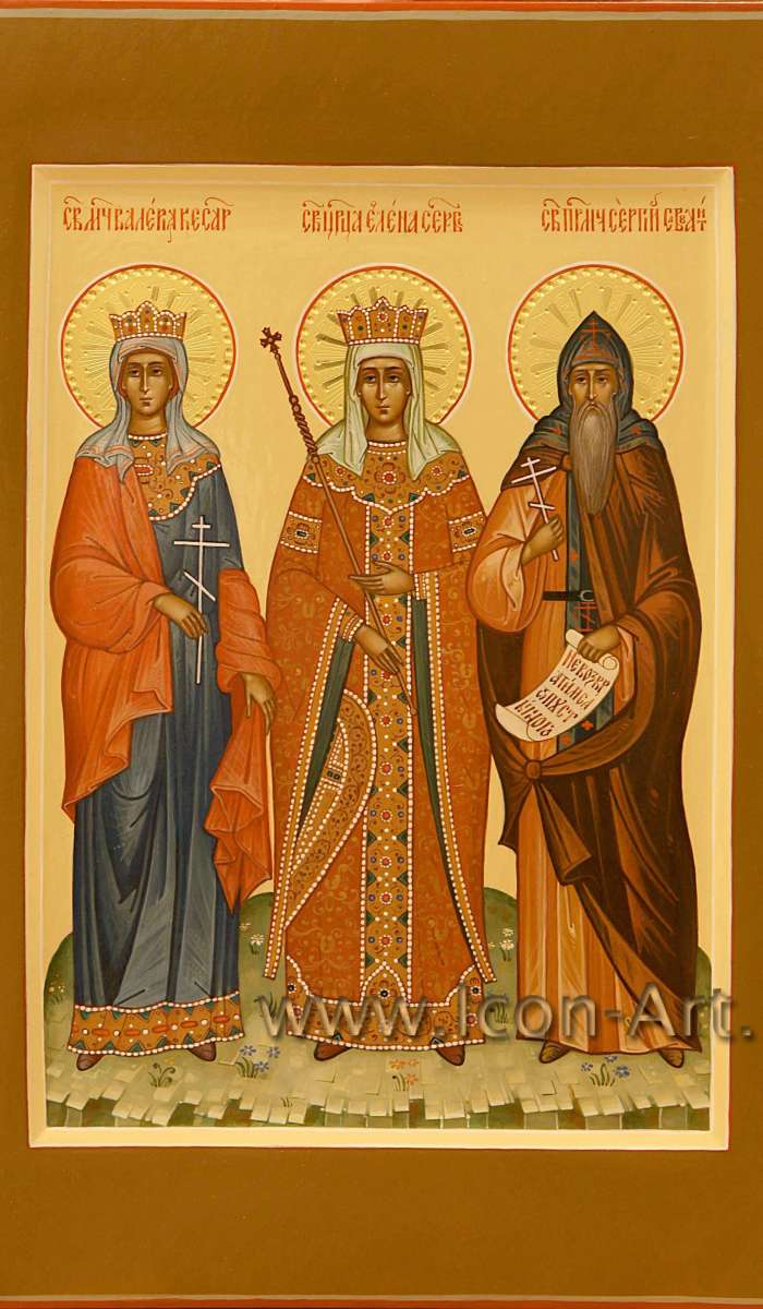 Фото: Семейная икона, святые: мц. Валерия Кессарийская, царица Елена Сербская, прпмч. Сергий Савваит 