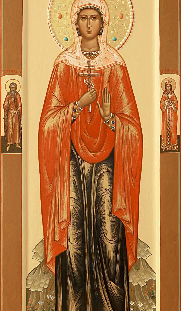 Фото: Святая мученица Зоя Римская, святые на полях: пророк Илия, вмц. Ирина