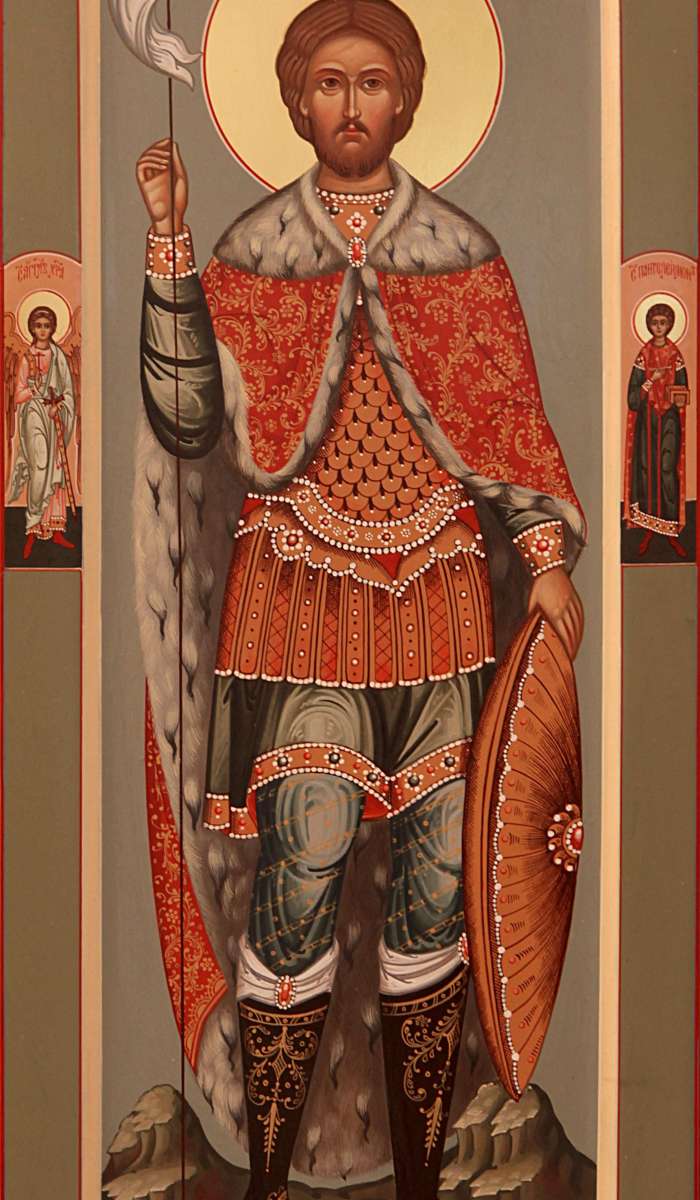 Фото: Святой благоверный князь Александр Невский, на полях Покров Пресвятой Богородицы, Ангел Хранитель и вмч. Пантелеимон