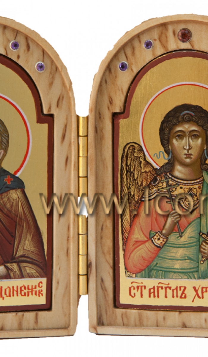 Фото: Складень: Ссвтой преподобный Сергий Радонежский и Ангел Хранитель