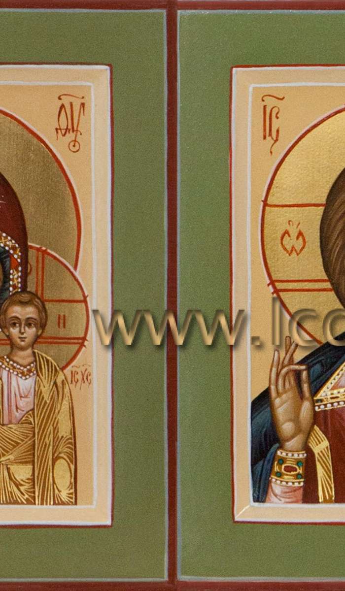 Фото: Венчальная пара: икона Господа Вседержителя и икона Пресвятой Богородицы «Казанская»