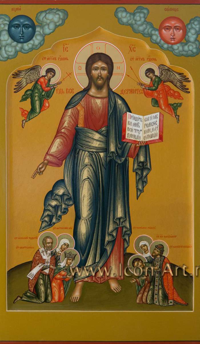 Фото: Спас Смоленский с избранными святыми: свт. Николай Чудотворец, мц. Наталия, вмц. Екатерина, вмц. Татиана, кн. Владимир, ст. Валерий.