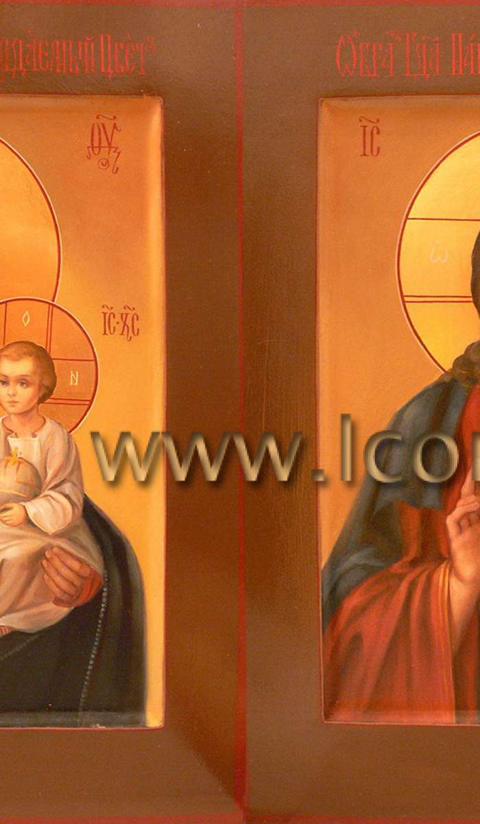 Фото: Венчальная пара с иконой Божией Матери «Неувядаемый Цвета»